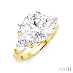 1 1/10 Ctw Circular Shape Trillion and Round Cut Diamond Semi-Mount Engagement Ring in 14K Yellow and White Gold