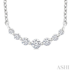 1/8 Ctw Petite Smile Graduated Round Cut Diamond Necklace in Sterling Silver