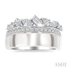 3/4 Ctw Mixed Diamond Cut Fashion Ring in 14K White Gold
