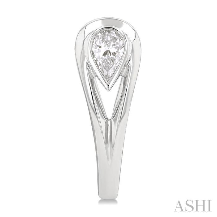 1/3 Ctw Pear Cut Diamond Half Hoop Fashion Earrings in 14K White Gold