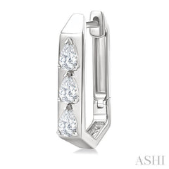 1/2 Ctw Pear Cut Diamond Hexagonal Fashion Hoop Earrings in 14K White Gold