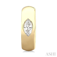 1/4 Ctw Bezel Set Marquise Cut Diamond Fashion Huggie Earrings in 14K Yellow Gold