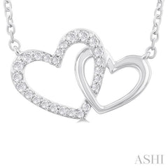 1/8 Ctw Interlocked Heart Round Cut Diamond Fashion Pendant With Chain in 10K White Gold