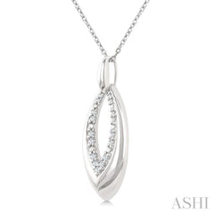 1/10 Ctw Marquise Shape Inner Link Single Cut Diamond Pendant With Chain in Sterling Silver