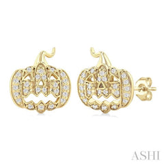 1/6 Ctw Petite Pumpkin Single Cut Diamond Fashion Earrings in 10K Yellow Gold