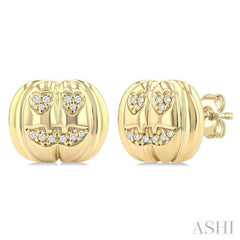 1/10 Ctw Petite Pumpkin Single Cut Diamond Fashion Earrings in 10K Yellow Gold