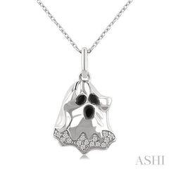 1/20 Ctw Petite Ghost Single Cut Diamond Pendant With Chain in 10K White Gold