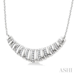 1/10 Ctw Ribbed Dome Shape Single Cut Diamond Bold Fashion Pendant With Chain in Sterling Silver