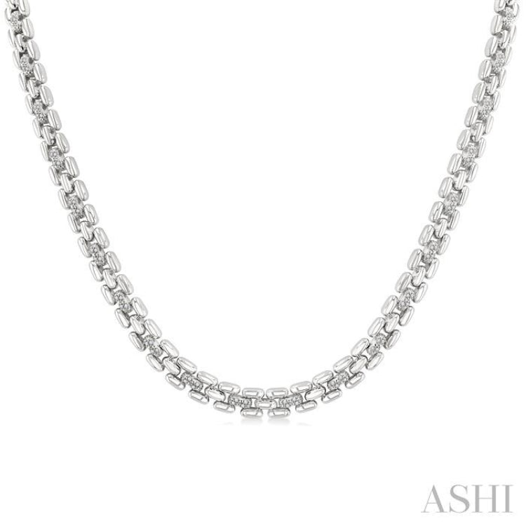 1/4 Ctw Bold Panther Link Single Cut Diamond Fashion Necklace in Sterling Silver