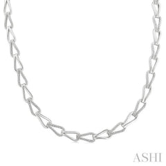 1/4 Ctw Single Cut Diamond Bold Knot Link Fashion Necklace in Sterling Silver