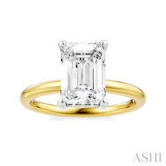 1/10 Ctw Emerald Shape Round Cut Diamond Semi-Mount Engagement Ring in 14K Yellow and White Gold