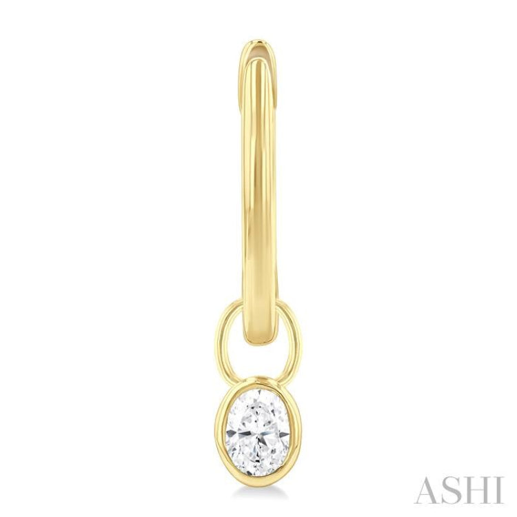 1/3 Ctw Bezel Set Oval Cut Diamond Huggie Earrings in 14K Yellow Gold