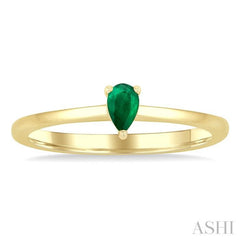 5x3 MM Pear shape Emerald Precious Solitaire Ring in 14K Yellow Gold