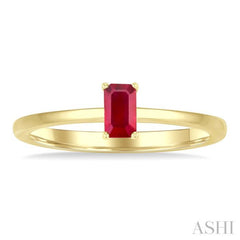 5x3 MM Octagon Shape Ruby Precious Solitaire Ring in 14K Yellow Gold