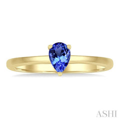 6x4 MM Pear Shape Tanzanite Precious Solitaire Ring in 14K Yellow Gold