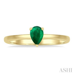 6x4 MM Pear Shape Emerald Precious Solitaire Ring in 14K Yellow Gold