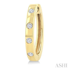 1/6 Ctw Flush Bezel Set Diamond Fashion Hoop Earring in 10K Yellow Gold