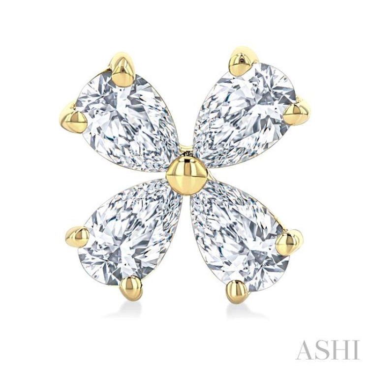 1/2 Ctw Floral Pear Cut Diamond Stud Earrings in 14K Yellow Gold