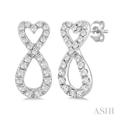 1/4 Ctw Infinity Heart Round Cut Diamond Fashion Earring in 10K White Gold