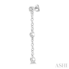 1/6 Ctw Circular Shape 3-Station Round Cut Diamond Drop Earring in 10K White Gold