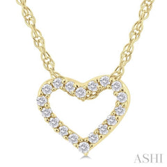 1/20 Ctw Heart Shape Round Cut Diamond Pendant With Chain in 14K Yellow Gold