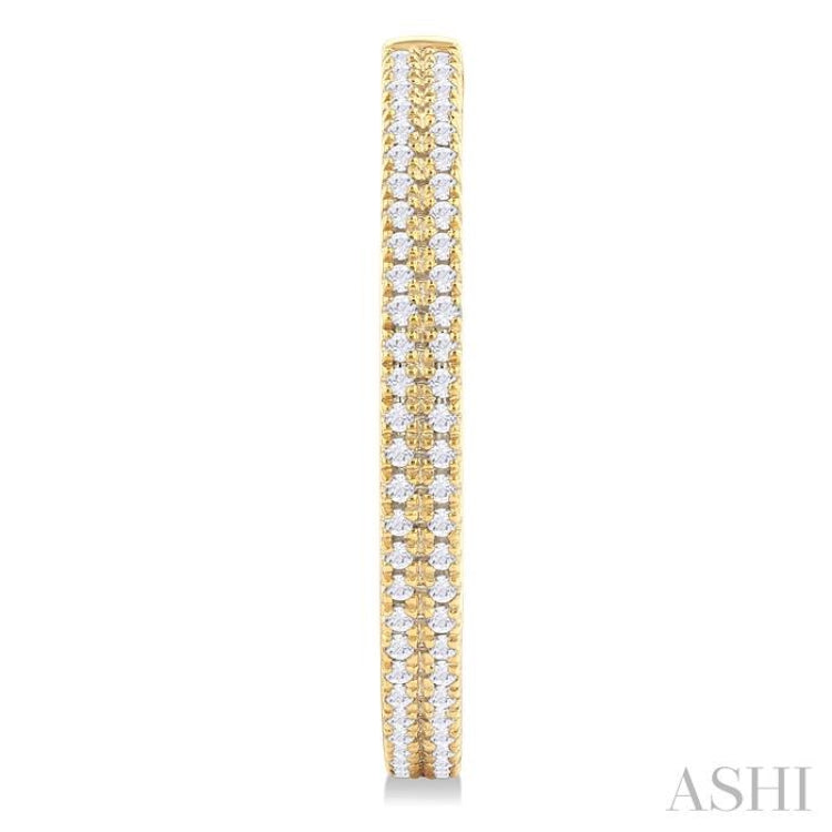 1/3 Ctw Double Row Round Cut Diamond Fashion Half Hoop Earrings in 10K Yellow Gold