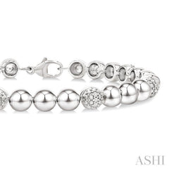 1/5 Ctw Bold Bead Design Single Cut Diamond Fashion Bracelet in Sterling Silver