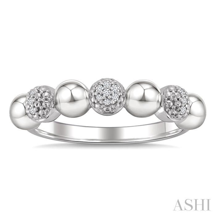 1/20 Ctw Bold Bead Design Single Cut Diamond Fashion Ring in Sterling Silver