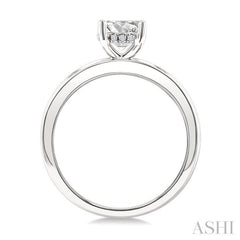 1/20 Ctw Circular Shape Grooved Shank Round Cut Diamond Semi-Mount Engagement Ring in 14K White Gold
